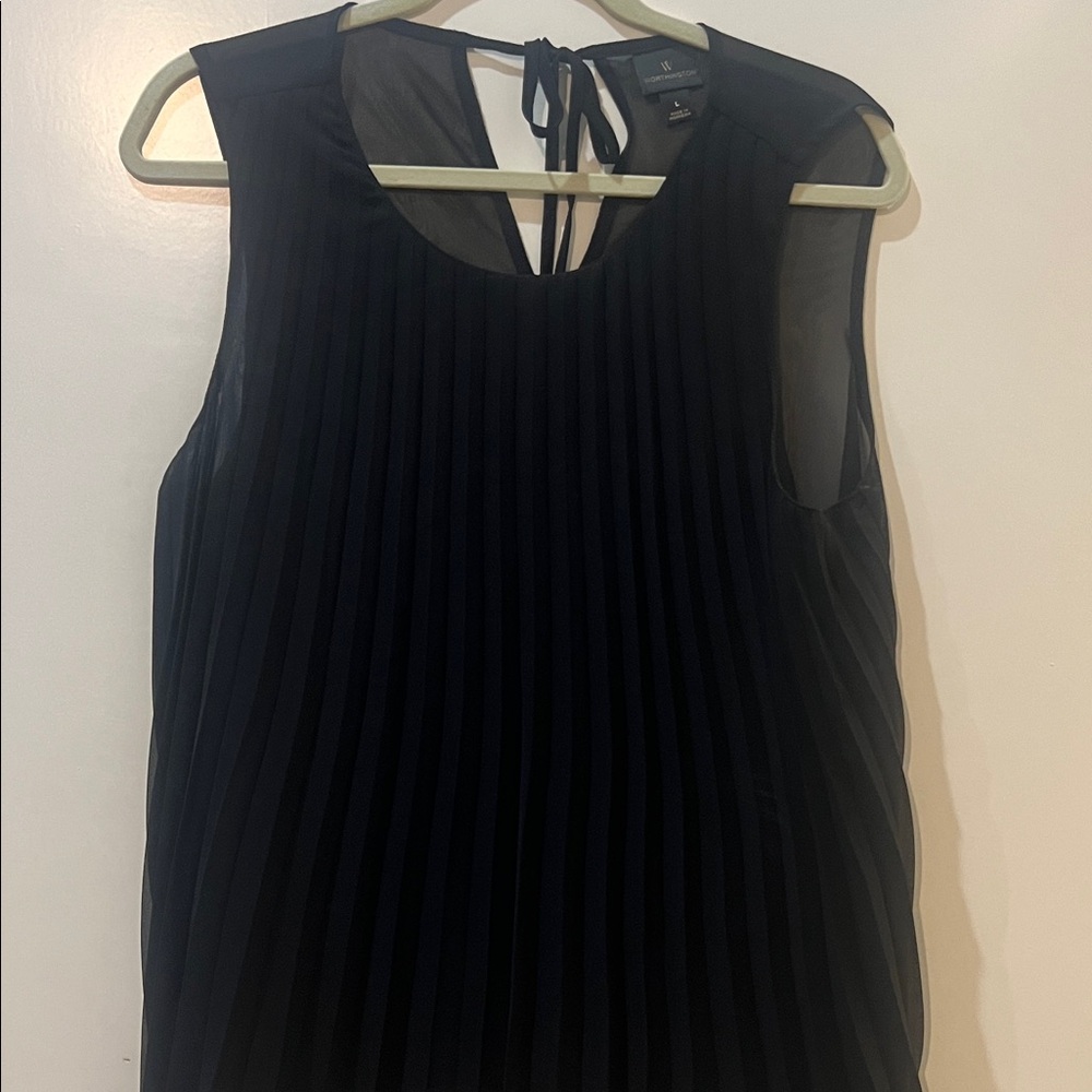 Worthington Black Sheer Pleated Blouse
